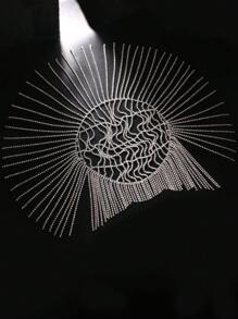 1 件水晶流苏头饰链，时尚独特个性化发饰首饰，西方配饰 - FJ1778銀色 - 查看 2