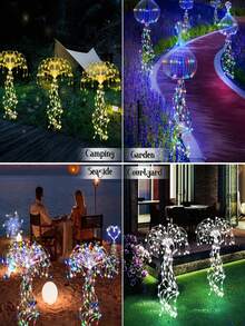 户外防水太阳能鞭炮灯，太阳能烟花灯，垂柳灯，LED蒲公英星光仙女灯，花园氛围装饰，适用于庭院、小径、露台、花坛、露营、派对装饰 - 太陽能煙火燈 - 查看 9