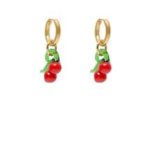 1对手工时尚夏季水果蔬菜设计玻璃耳环，灵感来自博主风格，欧美时尚珠宝