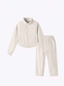 Annil Kinderkleidung, Mädchen, mittlere und ältere Kinder Oberbekleidung, Prinzessinen-Stil Stehkragen Hoodie Set für Herbst