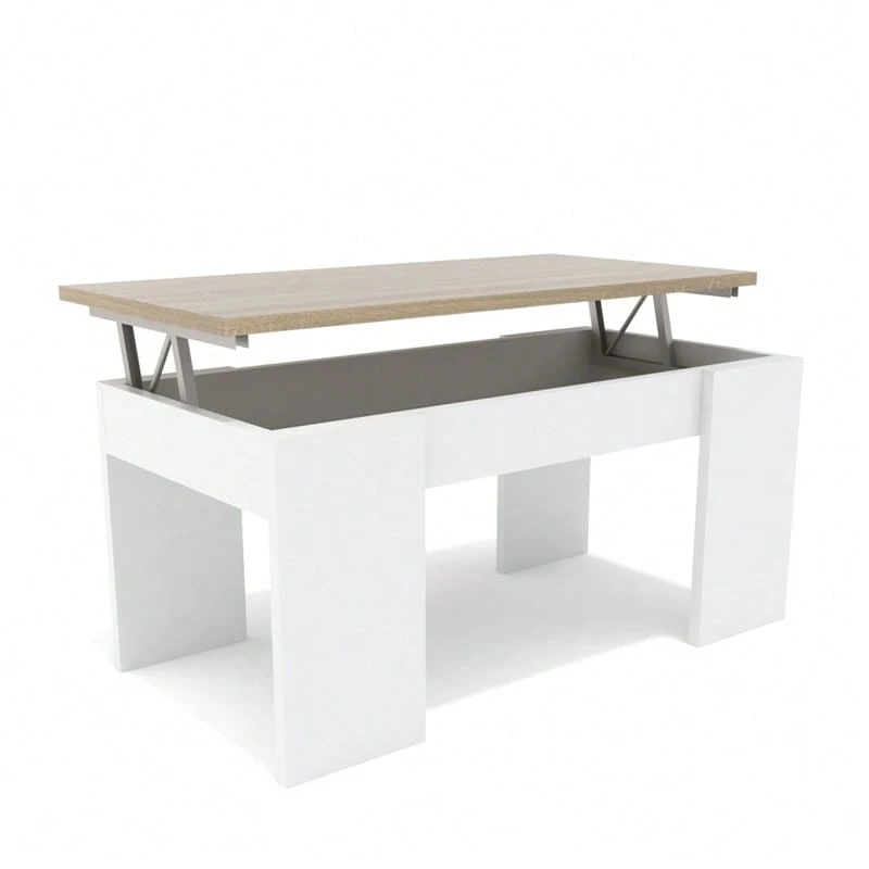 Dormidan MESA DE CENTRO ELEVABLE MC4, Comedor o Auxiliar, Mayor Grosor y Estabilidad, cajón practicable para guardar objetos, mesa de sala, disponible en varios colores.