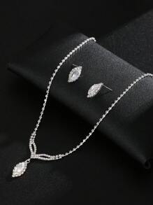 3 pezzi Set di gioielli da donna - 1 collana + 1 paio di orecchini, design semplice ed elegante per uso quotidiano, adatto come regalo, per occasioni come San Valentino, Ognissanti, festival musicali, celebrazioni della Festa Nazionale, ecc.