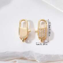 1 pezzo Connettore per collana e bracciale di grandi dimensioni con chiusura a moschettone placcata in oro con zirconi micro-intarsiati - Multicolore - Visualizzare 9