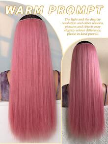 7片/套 24英寸直发夹式接发片，合成全头假发片，女士适用，粉色 - 粉色 - 查看 10