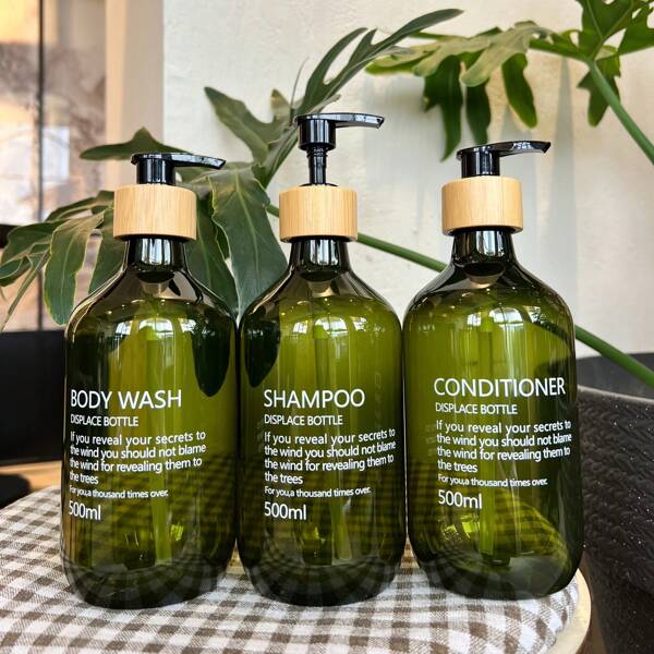 [3 pièces Bouteilles en plastique réutilisables] 3 pièces Bouteilles en plastique réutilisables de 16.91oz | Accessoires de salle de bain à pompe pour shampoing, gel douche, revitalisant - sans parfum