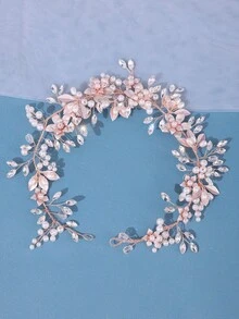 1件玫瑰金水晶花朵手工镶钻发箍，公主风婚礼派对头饰，周年纪念礼物，浪漫新娘发饰，情人节配饰，优雅，生日礼物 - 玫瑰金 - 查看 5