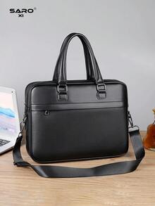 Men's Briefcase Messenger Bag, Large Capacity Computer Bag For Files & Office Supplies, Business Commute, PU Leather Minimalist Style, Suitable Gift For Men - Multicolor - View 1