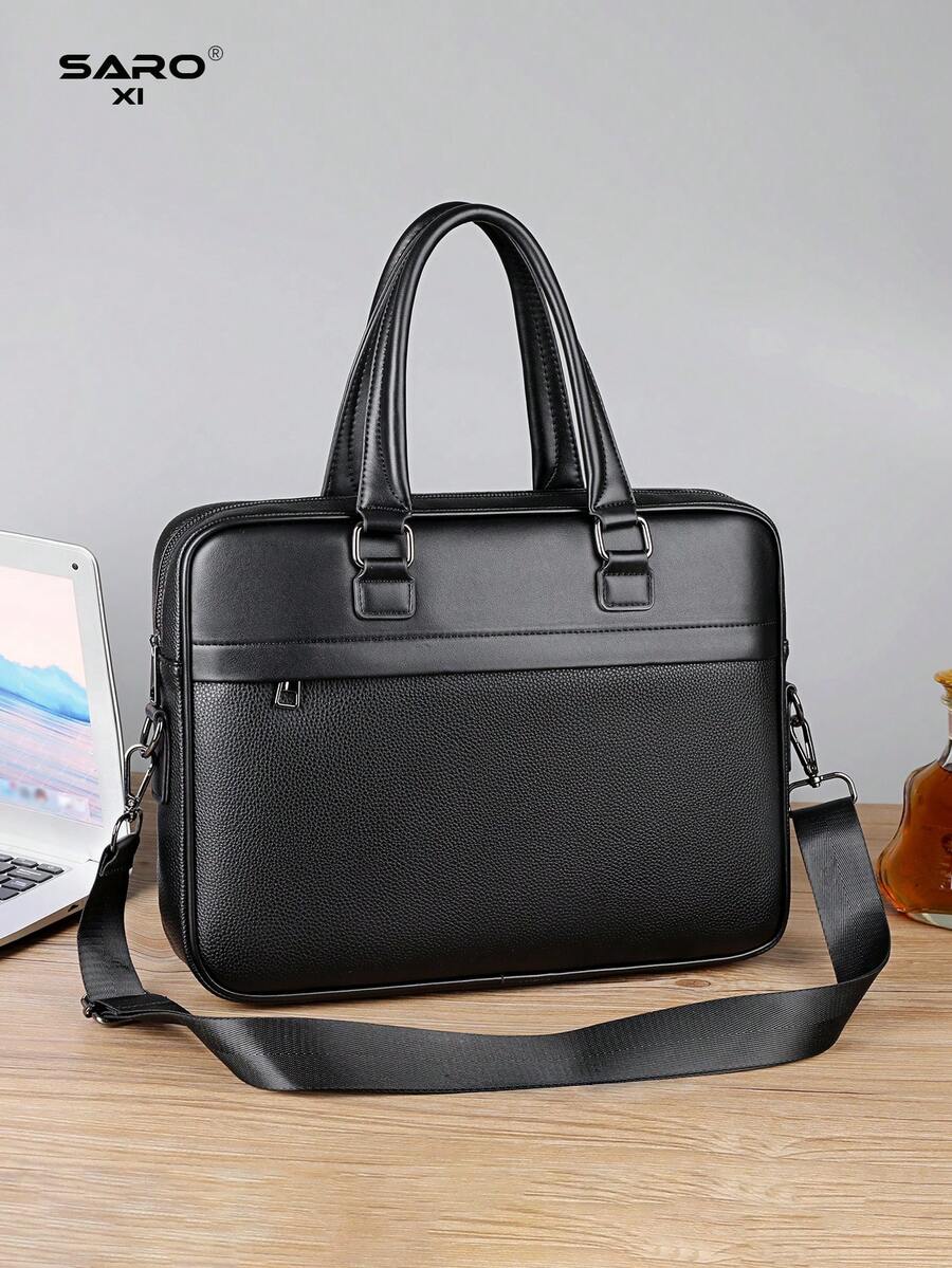 Men's Briefcase Messenger Bag, Large Capacity Computer Bag For Files & Office Supplies, Business Commute, PU Leather Minimalist Style, Suitable Gift For Men - Multicolor - View 1