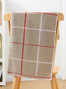 1pc Cotton Plaid Pattern Simple Bathroom Bath Towel, Soft Hand Towel, Thick And Absorbent, Suitable For Bathroom, Gym, Hotel, Beach - Great Everyday Essential And Perfect Gift For Home, Travel, Valentine's Day, Mother's Day
