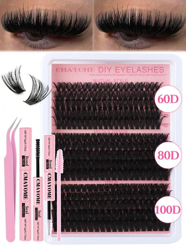 240 Pieces D Curled False Eyelash Extension Set, 10D+20D+30D Multiple Mixed Thick Tufted Eyelashes, Soft Eyelash Bundles, With Natural Eye Makeup, 8-16mm MIX Suitable For Thin And Waterproof Mink Fiber Single Bundle 3D Effect False Eyelashes, Suitable For Natural, Dramatic Lash Clusters Kit,Lashes,Eyelashes,Fake Lashes