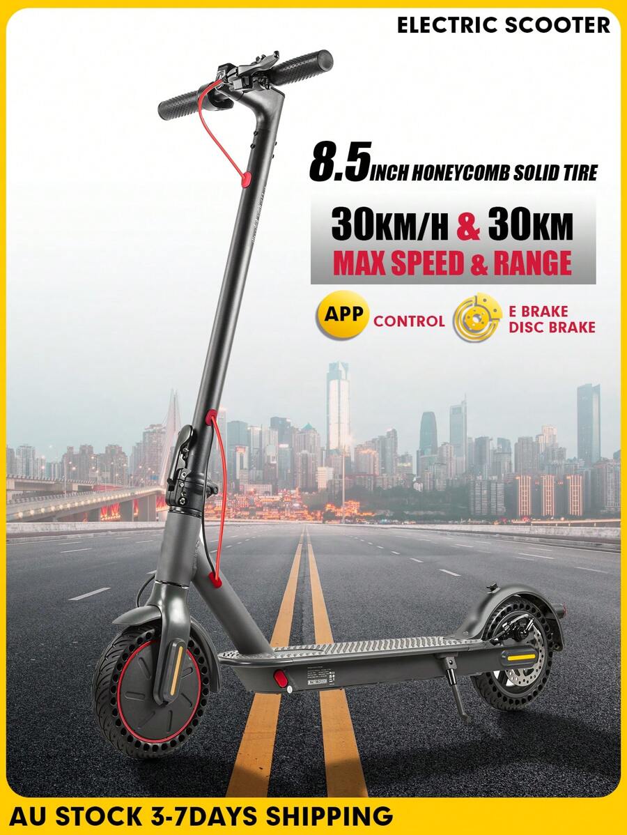 Mankeel Portable Electric Scooter With 8.5-Inch Honey Solid Tire - 36V 350W Power, 30km (19 Mile) Max Range, 30km/H (19 Mph) Top Speed, E-Brake + Disc Brake, App Control, LED Light, E-Scooter For Adult & Teen, Suitable For City Commuting, Outdoor Cycling, Couple Cycling, Birthday Gifts, Holiday Gifts