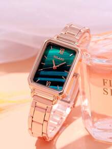 YOLAKO1 1 件女士石英简约罗马表盘手表，适合作为送给家人和朋友的礼物，适合母亲节礼物、生日礼物和日常佩戴。 - 玫瑰金 - 查看 4