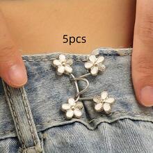 1/2 Pairs Flowers Buckle Pants Waist Tightener Detachable Waist Buttons Pins Belts Accessories Pants Clips No Sewing Waistband Tightener - Multicolor - View 13