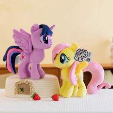 Hasbro 我的小马驹毛绒娃娃 - 暮光闪闪公主款，闪亮独角和彩虹鬃毛，柔软舒适，适合女孩，节日礼物，适合3岁以上儿童，官方授权角色 - 萍琪派 - 查看 7