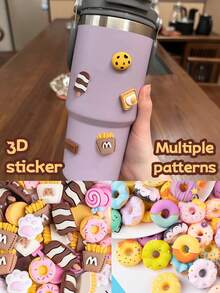 4/8/20PCS Cute 3D Cartoon Patch, Cream Glue Goo Ka Mobile Phone Case Diy Material Small Accessories, Comes With A Roll Of Dot Double-Sided Tape,Girls Handmade Set With Hairpin Pencil Case Girl Heart Stickers Stickers Decorative Small Patterns Scrapbook Supplies Funny Stickers Laptop Stickers Kindle Phone Stickers - Random Food Patterns - View 1