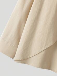 INCERUN Men Stand Collar Buttons Long Seeve Asymmetrical Casual Solid Shirt Holiday Party Loose Blouse Tops - 杏色 - 查看 5