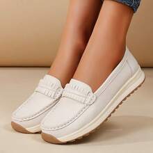 Women's Casual Non-Slip Durable, Minimalist Tassel Decor Thick Sole Loafers