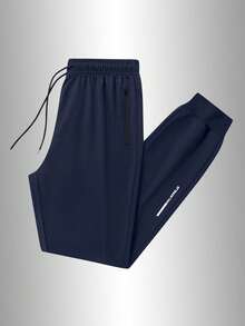 Men's Casual Trousers For Spring, Summer, Autumn And Winter, With Pockets And Zippers, Suitable For Daily Outings, Sports, Running, Hiking, Traveling And Casual Wear - 藍色 - 查看 2