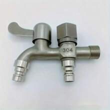 Double Head Faucet Double Outlet Faucet Outdoor Use Home Use Elegant Style Long Service Life Splash-Proof Filter