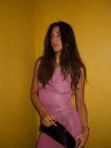 Women's Sexy Cute Casual Elegant Romantic Shiny Midi Dress, See-Through Knit Maxi Dress, Beach Cover Up, Party Club Long Dress, Sleeveless Summer Holiday Outfit, Christmas Valentine's Day - Pink - View 8