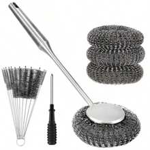 Free ShippingStainless Steel Scrubber With Long Handle HeavyDuty Kitchen Brush For Pots Pans More Includes 3 Extra Scouring Pads + Bonus Cleaning Tools8502 - bạc - Xem 1