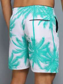 Bermudas Masculinas  Mauricinho Shorts Seca Rápido  Surf Estampada Praia Tactel  Adulto  Shorts - Verde - Visão 2