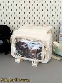 Ba lô trong suốt kiểu Nhật dễ thương, túi đeo vai phong cách Harajuku, túi đeo chéo màu pastel, cặp sách học sinh dung tích lớn tự làm dành cho bé gái, túi du lịch đa năng, túi đựng đồ cosplay anime, túi nhỏ thời trang Lolita ngọt ngào hàng ngày, túi đeo chéo nhỏ, túi xách tay, túi nhỏ di động dành cho bé gái - trắng - Xem 9