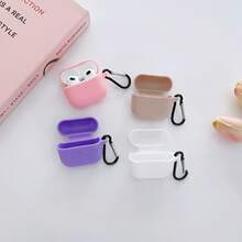 1pc Solid Color Silicone Earphone Case Compatible With Air Pods, Silicone One-Piece Solid Color Protective Cover - Baby Pink - View 2