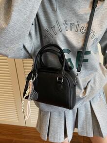 女士复古小手提包、斜挎单肩包、时尚工作手提包 - 黑色 - 查看 3