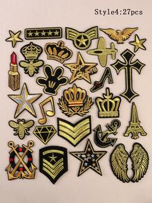 12 件/21 件/27 件套装金翼星冠刺绣熨烫补丁,适用于 DIY 服装和配饰 - 帽子、牛仔裤、夹克等。独特可爱卡通刺绣贴花补丁 - 彩色 - 查看 11