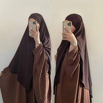 1pc Premium Hijab Khimar And Abaya Dress, Top Quality Jilbab Muslim Women Prayer Headscarf Islamic Clothing Khimar