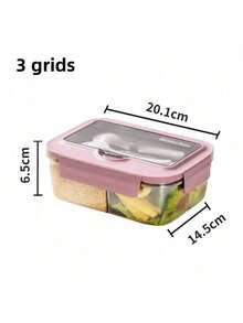 1400ml Microwave Bento Box, 3-Compartment, With Utensils, Suitable For Picnic, Work, School, Camping And Fitness - Multicolor - View 11
