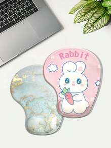 可爱卡通太空星系图案 3D 硅胶柔软耐用防滑鼠标垫带腕托适用于笔记本电脑、办公桌、男女 - 彩色 - 查看 4