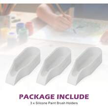 Magicfour Silicone Paint Brush Rest Holder For Watercolor Oil Acrylic Painting Brush, 3 Pcs Artist Brush Holder Caddy Organizer Solution For Painting Accessories- Space Saving Design