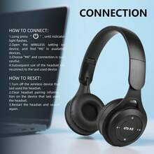 可折叠无线耳机，带麦克风，马卡龙色设计，HIFI低音，价格实惠，新年和情人节时尚礼物 - 黑色 - 查看 10