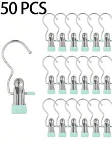 10/30/40 Pieces Of Stainless Steel Clothes Clip, Simple Stainless Steel Hook Clip,Stainless Steel Clips,Back To School Must Haves,Laundry Pegs With Hooks,(Coat) Hanger,Interior ,Portable Hanging Clothes Clip, Wardrobe Storage Racks, Clothes Hangers Easter Decorations, Mother's Day Clothing Spring Decorations, Holiday Decorations,Hanger Dress Pants Shoes Jeans Boots Skirt