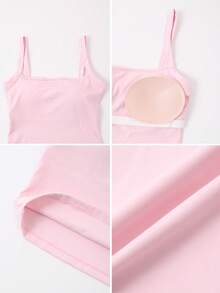 NcmRyu 1pc Women's Sexy High Elasticity Racerback Sports Camisole With Chest Pads - Pink - View 4