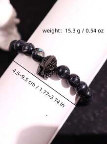1 par de pulseras con cuentas de piedra de lava y casco espartano con diseño minimalista, lujoso, único y elegante para hombres, apto para uso diario, festivales, fiestas y estilo callejero.