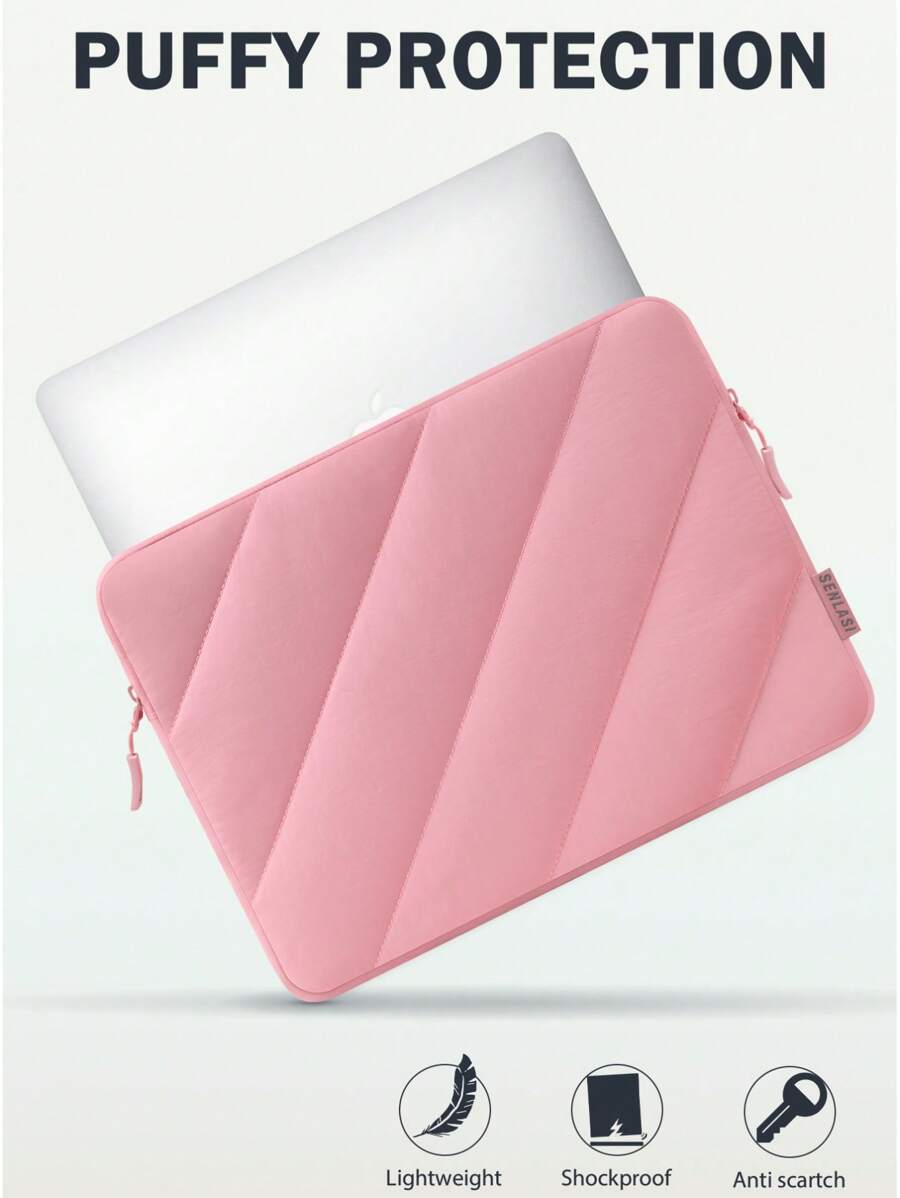 SENLASI SENLASI Puffy Protective Laptop Sleeve 13.5 14 15 16 Inch,Laptop Bag Compatible With Macbook Air 13 15 M1 M2 2012-2023, Pro 13 14 15 2010-2022,14-16 Chromebook Surface Notebook,Soft Fluffy Inner Lining, Waterproof Laptop Case,Beige Black Pink