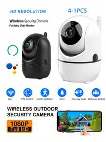 1/2/4 件 2.4G WiFi 安全摄像头，家庭安全监控设备，具有 360° 全景视图、双向音频、AI 运动检测和夜视功能，可通过应用程序进行远程控制，适用于室内和室外，是圣诞节、感恩节和其他节日的理想选择 - 白色 - 查看 3