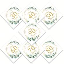 鼠尾草花环生日派对用品 - 20 件一次性纸巾，适用于女孩 30 岁 40 岁 50 岁 60 岁 70 岁 80 岁 90 岁女性生日派对装饰 - 生日歲數餐巾紙 - 查看 1