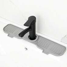 Protège-éclaboussures pour évier de cuisine, tapis de robinet en silicone, tapis de protection anti-éclaboussures pour évier avec une pente de 5°, rotatif à 360°, flexible, anti-dérapant, bac de récupération des gouttes d'eau pour la zone de l'évier de salle de bain et de cuisine