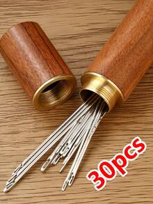 1 Set Of 30 Elderly Threading Devices, Sewing Needle Threading Devices, Sewing Needle Insertors, Embroidery Needle Threading Devices, Redwood Needle Tubes, Wooden Needle Tubes, And Household Industrial Sewing Needle Threading Devices. Automatic Threading: Everyone Can Easily Thread - Sewing And Crochet Supplies For The Elderly Or Visually Impaired. Valentine's Day Gifts, Storage Boxes, Storage Containers - Multicolor - View 9