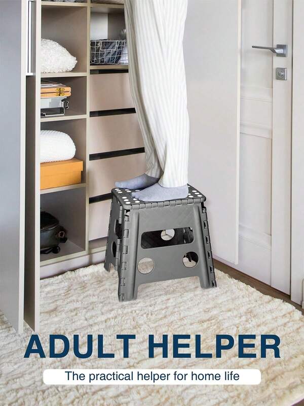 33cm Tritthocker Klappbar - Grau Faltbarer Hocker Tritthocker Tragbarer Klapphocker Faltbar Tritt Klappbar Falthocker Faltbar Klappstuhl Fußhocker falthocker bis 136kg für Erwachsenen