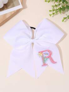 1pc 26Letters Back To School Customized Text Name Bow Hair Ring,Personalized Solid Color Embroidered 26 Letters Decoration Bow Hair Ring,Fashion Unique Hair Accessories For Girls Back To School Gifts, Daily Use - 彩色 - 查看 9