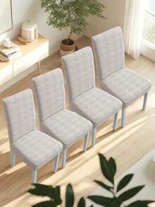 1pc, 4pcs, 6pcs Abstract Pattern Solid Color L-Shaped Chair Cover, Home Dust-Proof Elastic One-Piece Chair Cover, Nordic Modern Minimalist Style, Universal Fit, Suitable For Living Room, Dining Room, Bedroom Home Decor - Light Gray - View 6