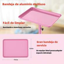 KINGSTEAM Carrito Auxiliar Organizador Almacenamiento Multiusos. Altura regulable, bandeja de aluminio resistente a la corrosión y la oxidación. Colores disponibles-rosa, dorado, púrpura, verde. - Rosa - Ver 5