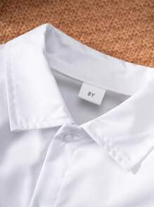 经典休闲学院风格白色长袖衬衫，适合男孩 - 派对、表演、选美等正式活动。 - 白色 - 查看 4