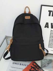 1 件纯色时尚背包，大容量，男女通用休闲背包，适合通勤、学校书包