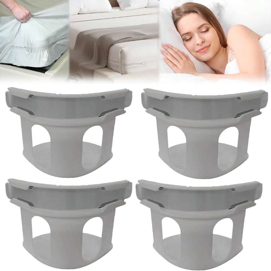 4 Pack Lock Sheet Holders, Bed Sheet Holder, Secure Bed Sheets Firmly In Place, Heavy Duty Panel Holder, Easy One-Time Installation - Grey - View 1